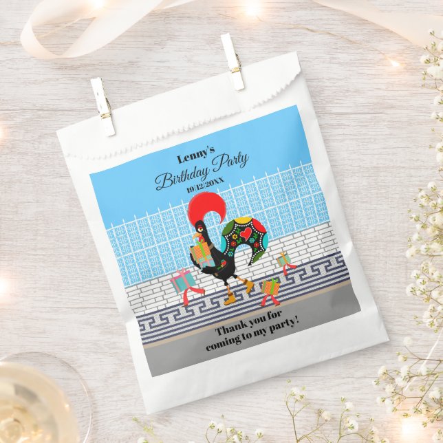 Portuguese Rooster Parade Kids Birthday Party Favor Bag (Clipped)