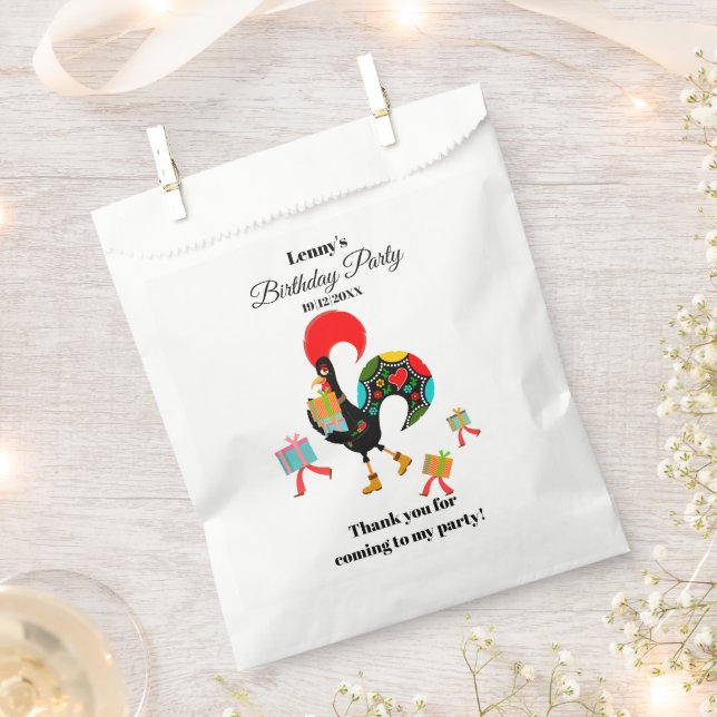 Portuguese Rooster Parade Kids Birthday Party Favor Bag (Clipped)