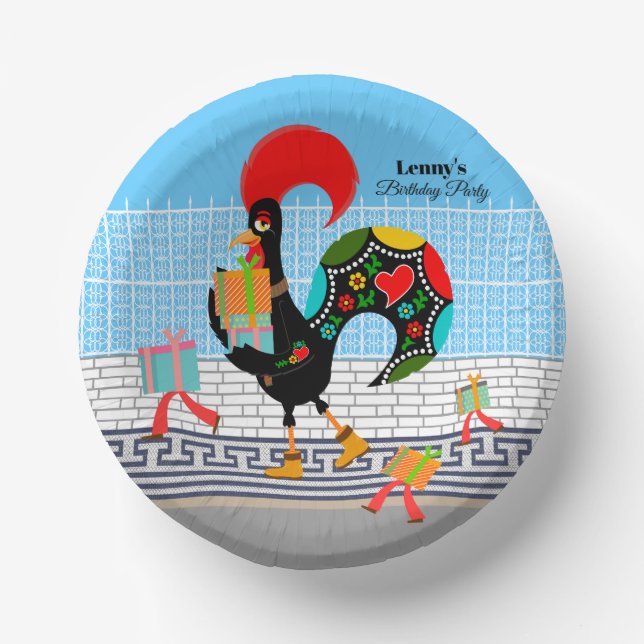 Portuguese Rooster Parade Kids Birthday Party Paper Bowls (Front)