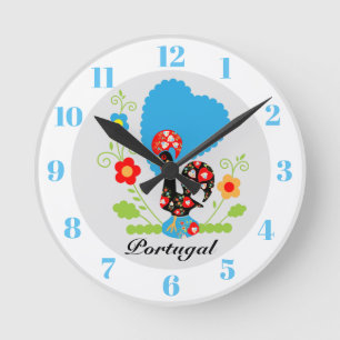 Portuguese Rooster  Round  Clock