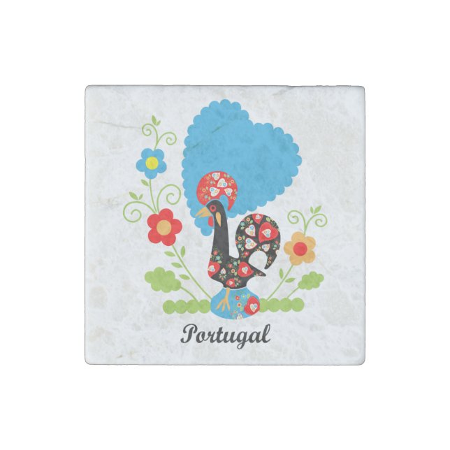 Portuguese Rooster Stone Magnet (Front)