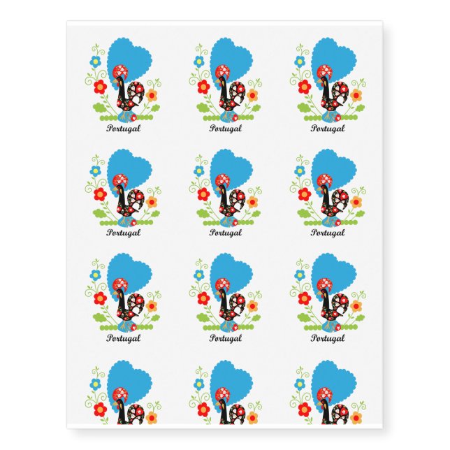 Portuguese Rooster Temporary Tattoos (Front)