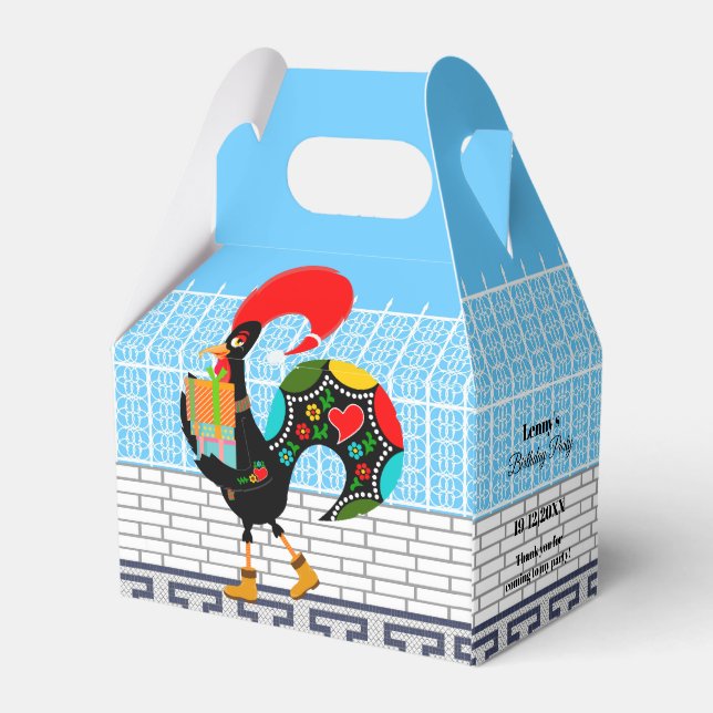 Portuguese Rooster with Birthday Gifts Favor Boxes (Back Side)
