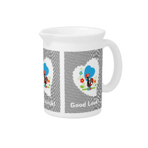 Portuguese rooster with black polka dots beverage pitcher