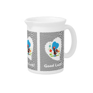 Portuguese rooster with black polka dots drink pitcher