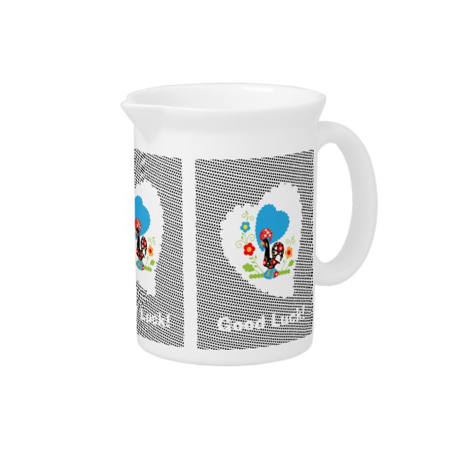 Portuguese rooster with black polka dots drink pitcher (Right)