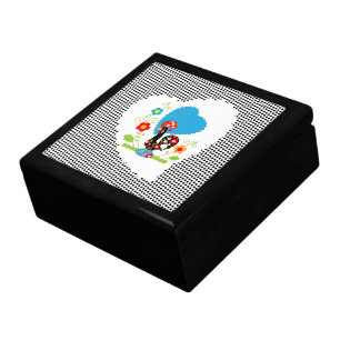 Portuguese rooster with black polka dots jewelry box