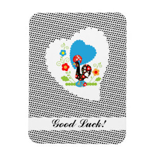 Portuguese rooster with black polka dots magnet