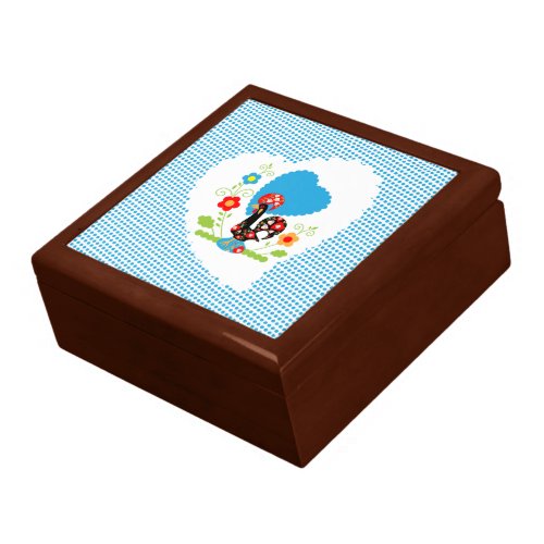 Portuguese Rooster with blue polka dots Keepsake Box