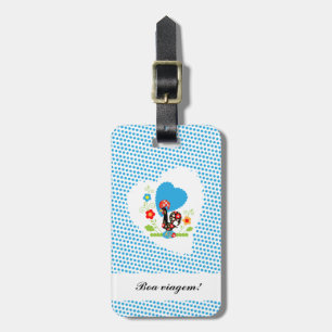 Portuguese Rooster with blue polka dots Luggage Tag