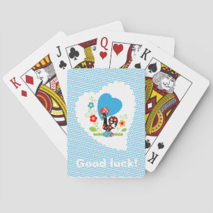 Portuguese Rooster with blue polka dots Poker Cards