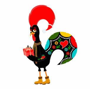 Portuguese Rooster with Christmas Present Cutout