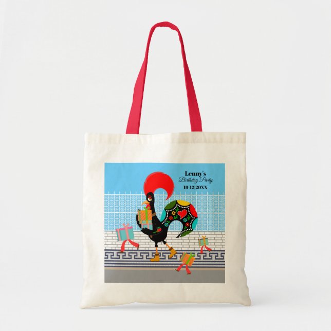 Portuguese Rooster with gifts 1st Birthday Party  Tote Bag (Front)