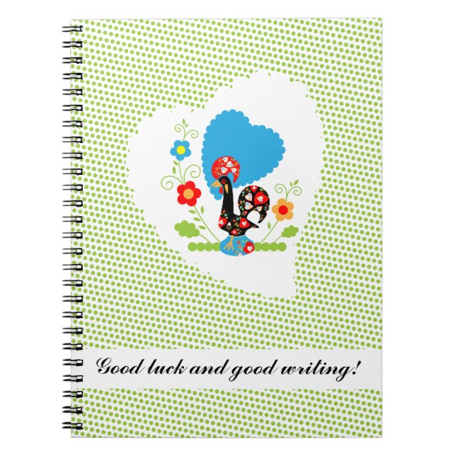 Portuguese Rooster with light green polka dots. Notebook (Front)