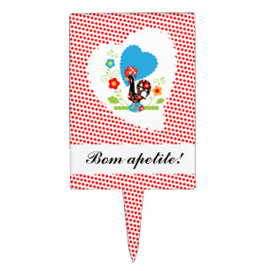 Portuguese rooster with red polka dots cake topper