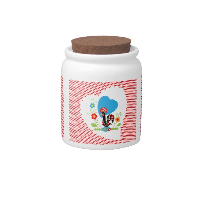 Portuguese rooster with red polka dots candy jar (Front)