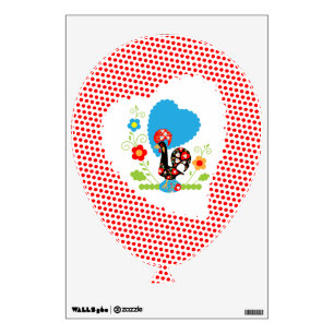 Portuguese rooster with red polka dots wall sticker