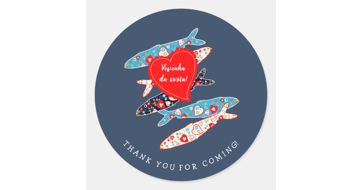 Portuguese sardines classic round sticker Zazzle