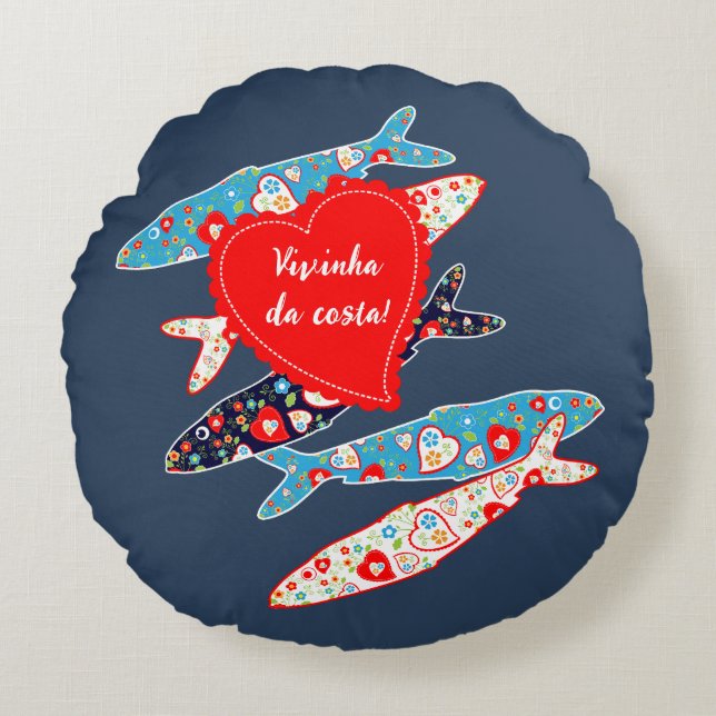 Portuguese sardines round pillow (Front)