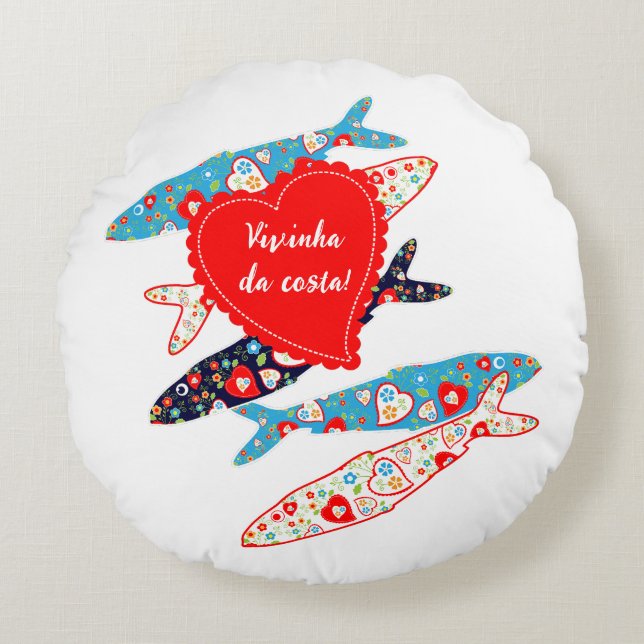 Portuguese sardines round pillow (Front)