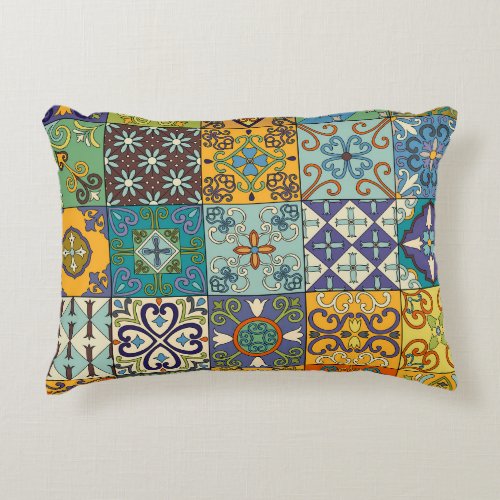 Portuguese Talavera Tile Design Accent Pillow