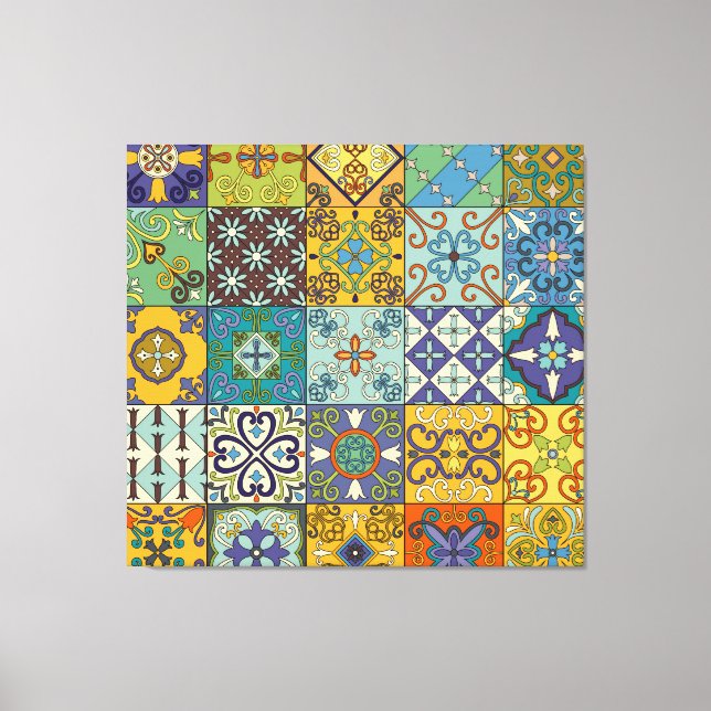 Portuguese Talavera Tile Design Canvas Print (Front)