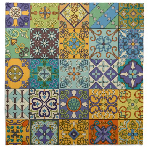 Portuguese Talavera Tile Design Cloth Napkin