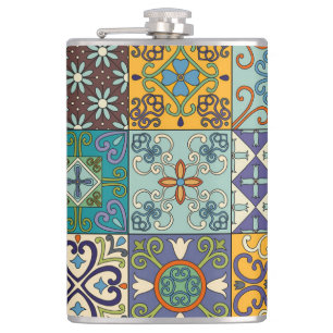 Portuguese Talavera Tile Design Flask