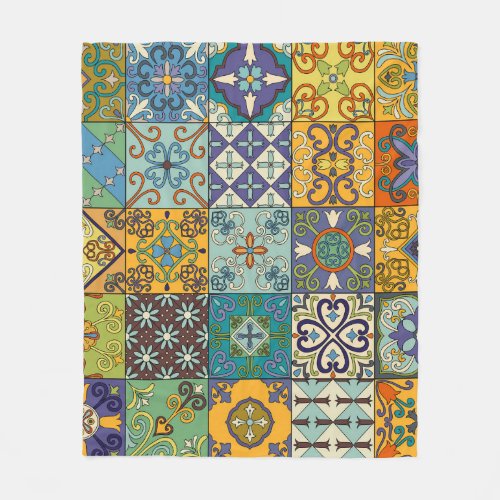 Portuguese Talavera Tile Design Fleece Blanket