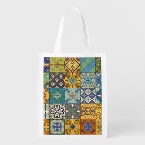 Portuguese Talavera Tile Design Grocery Bag