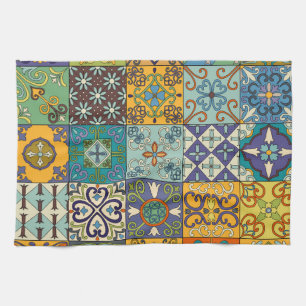 Portuguese Talavera Tile Design Kitchen Towel