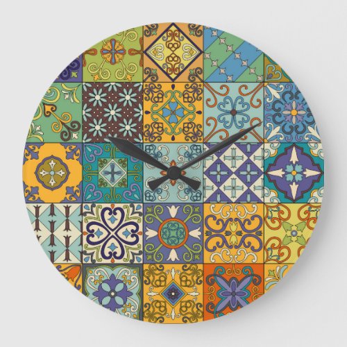 Portuguese Talavera Tile Design Large Clock