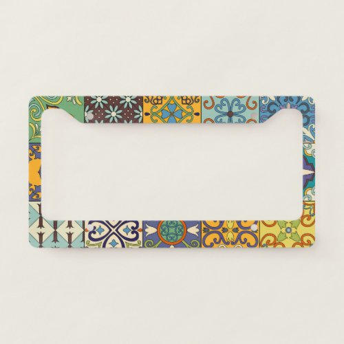 Portuguese Talavera Tile Design License Plate Frame