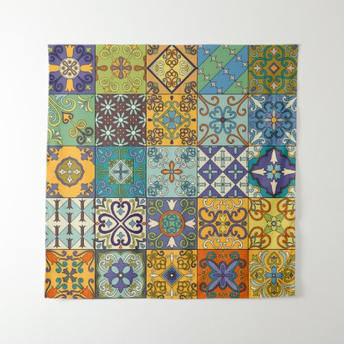 Portuguese Talavera Tile Design Tapestry
