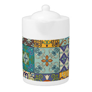 Portuguese Talavera Tile Design Teapot