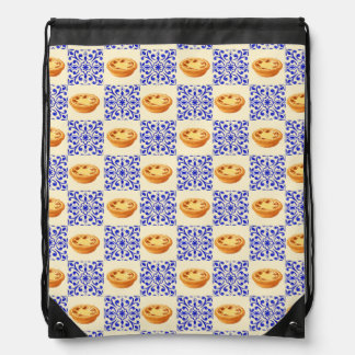 Portuguese Tart and Tiles Drawstring Bag