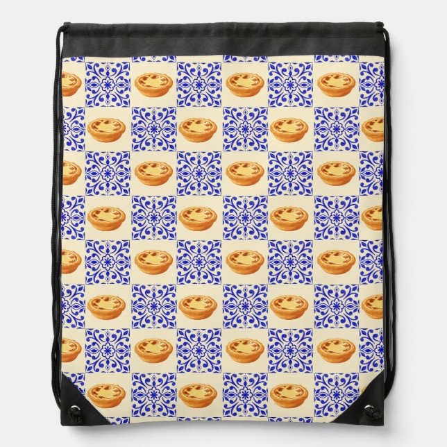 Portuguese Tart and Tiles Drawstring Bag (Front)