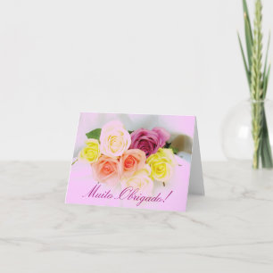 Portuguese: Thank you rose bouquet Card