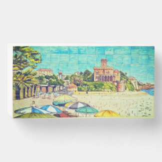 Portuguese tile art wood panel wooden box sign