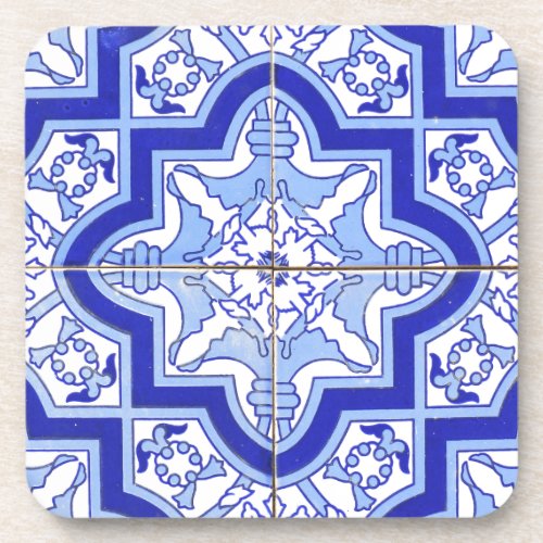 Portuguese Tile Blue and White Beverage Coaster