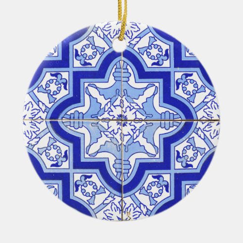 Portuguese Tile Blue and White Ceramic Ornament