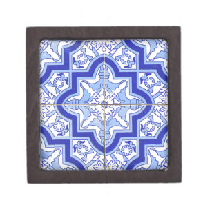 Portuguese Tile Blue and White Keepsake Box