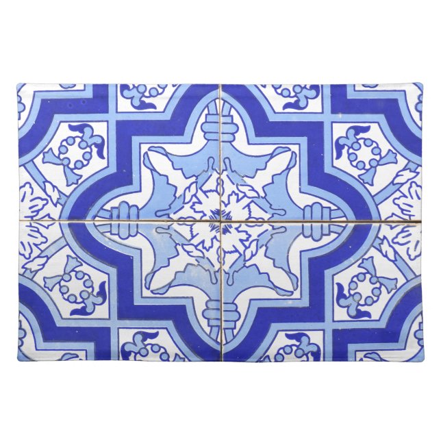Portuguese Tile Blue and White Placemat (Front)