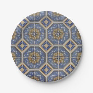 Portuguese tile paper plates