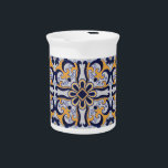 Portuguese tile pattern<br><div class="desc">Portuguese tile pattern design with blue, white and yellow floral decoration</div>