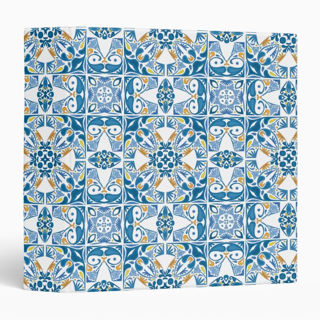 Portuguese Tile Pattern 3 Ring Binder (Front/Spine)