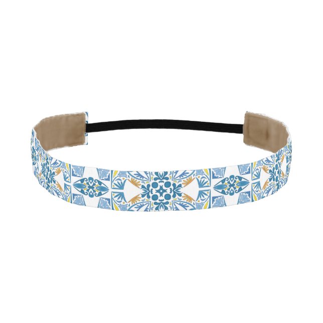 Portuguese Tile Pattern Athletic Headband (Front)