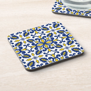 Portuguese Tile Pattern Azulejo Decorative Beverage Coaster