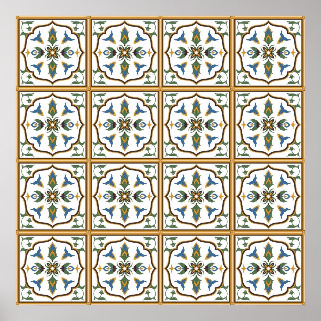 Portuguese Tile Pattern - Azulejos of Portugal Poster (Front)