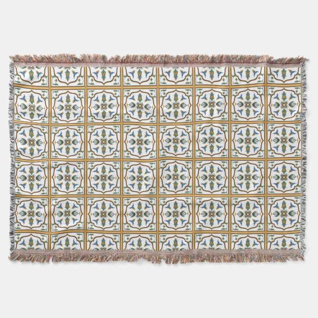 Portuguese Tile Pattern - Azulejos of Portugal Throw Blanket (Front)